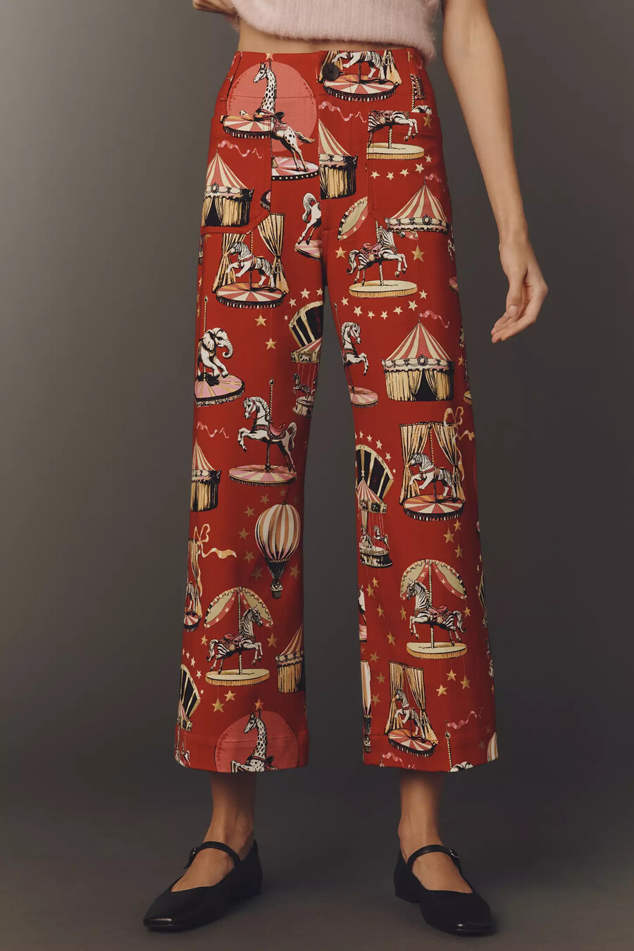 die colette crop printed ponte trousers von maeve