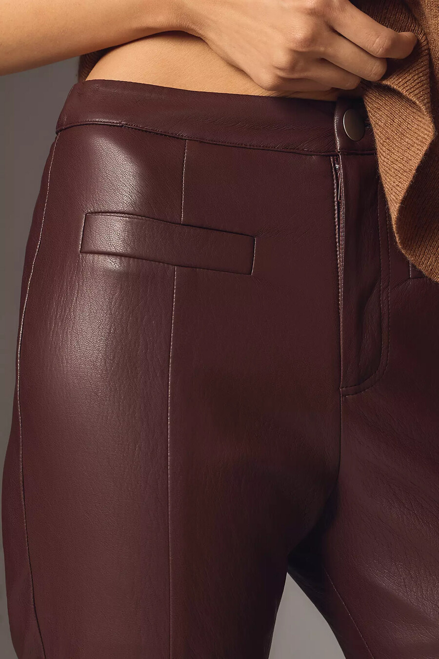 siempre kunstleder-hosen mit hohem bund und ausgestelltem bein