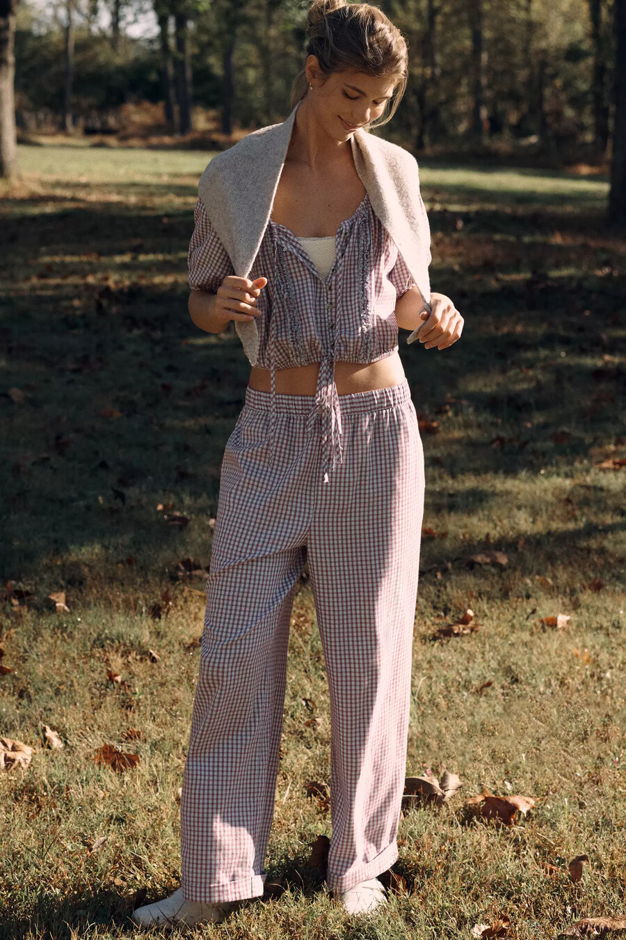 lyrebird flanellhose mit weitem bein