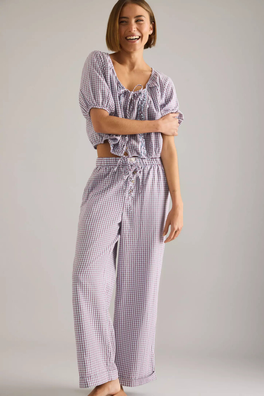 lyrebird flanellhose mit weitem bein