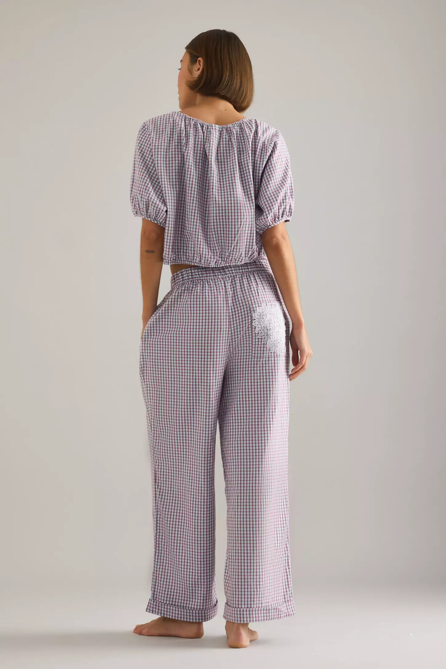 lyrebird flanellhose mit weitem bein