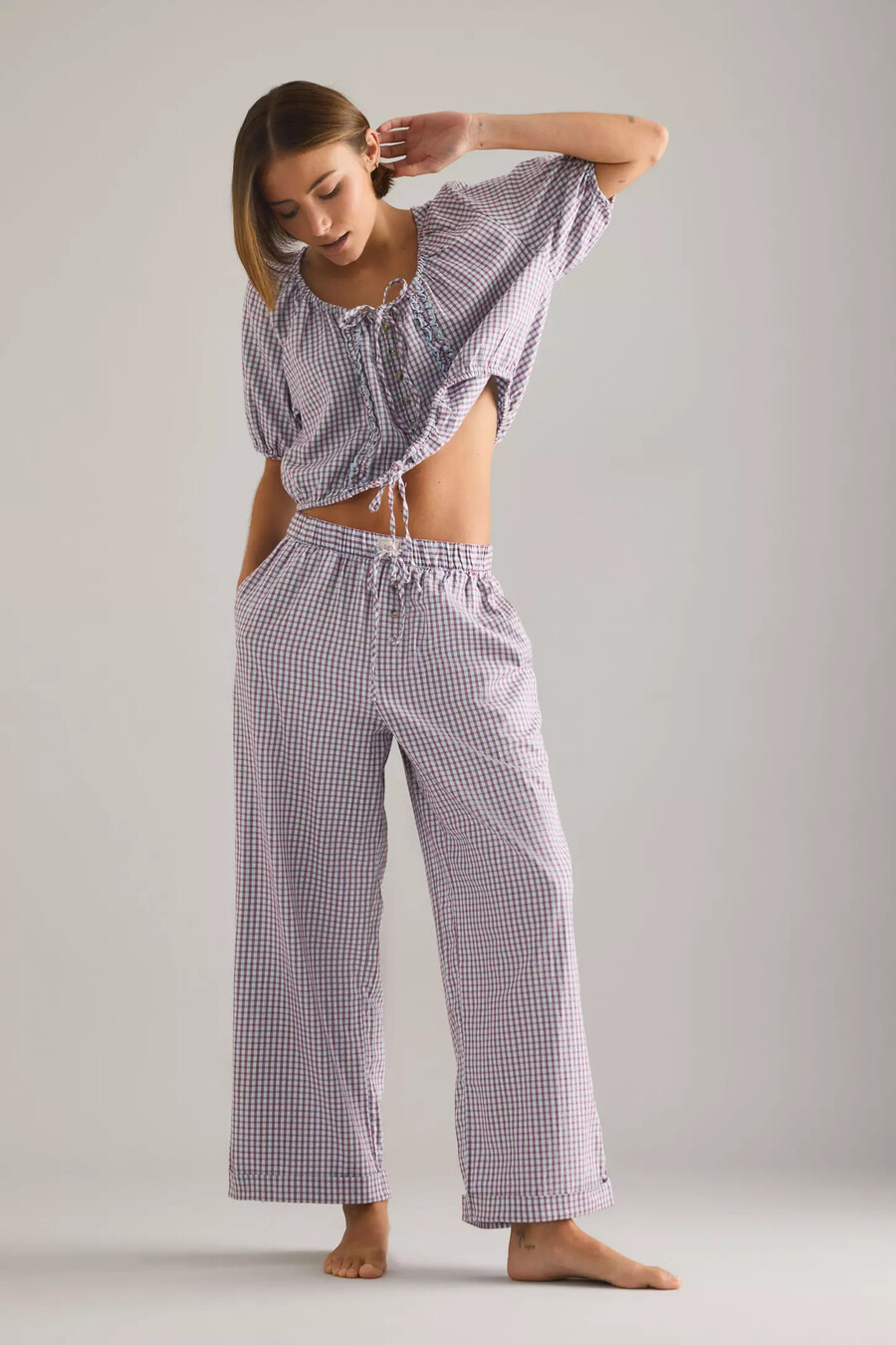 lyrebird flanellhose mit weitem bein